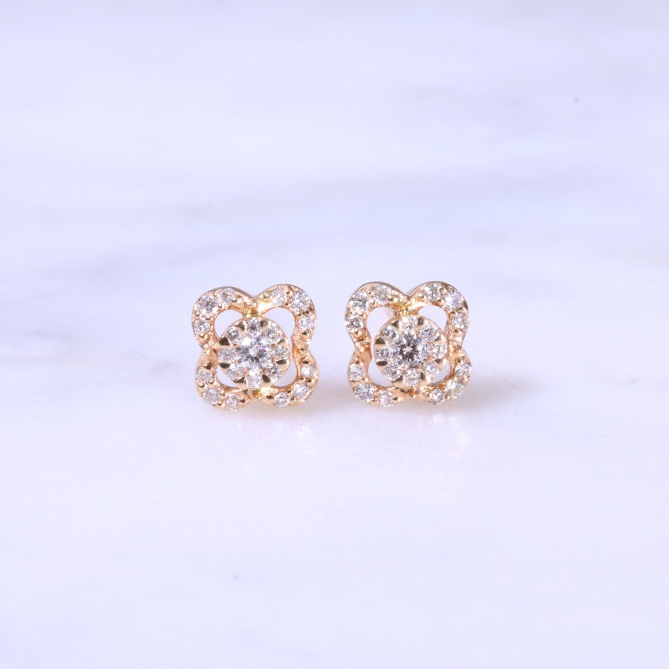 Diamond Open Flower Ear Studs 0.23ct