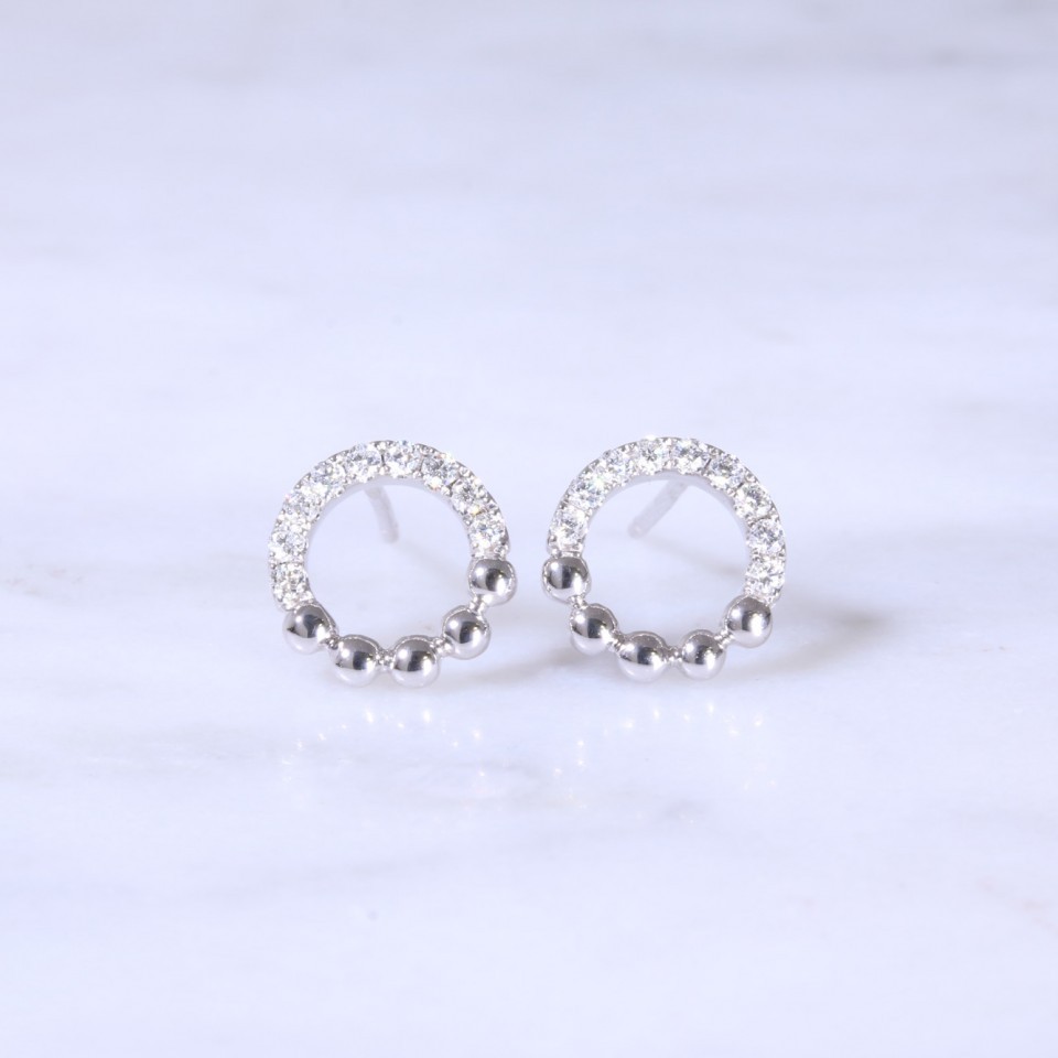 Circular Diamond Bead Earrings