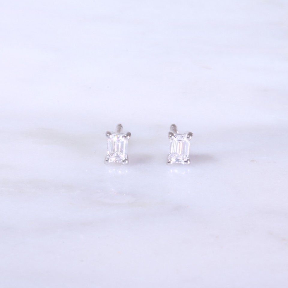 Emerald Cut Diamond Earrings