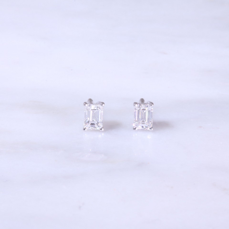 Emerald Cut Diamond Earrings