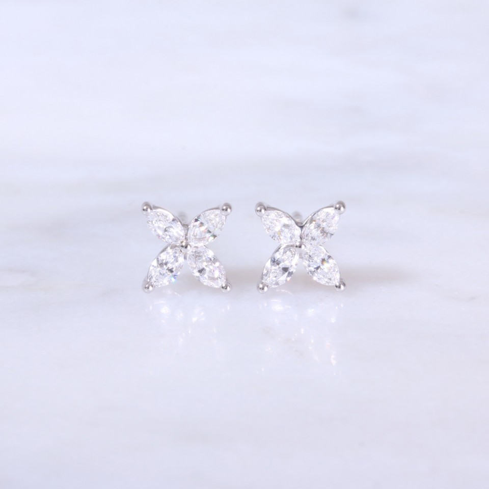 Marquise Diamond Flower Earrings