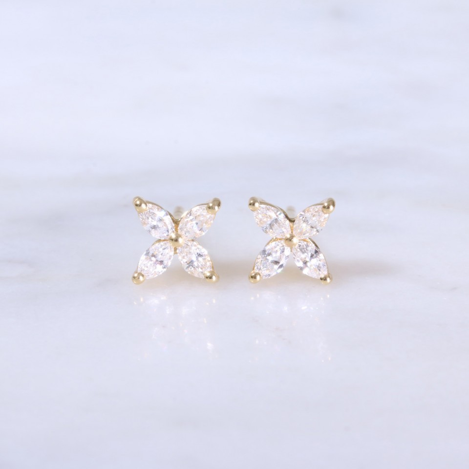 Marquise Diamond Flower Earrings