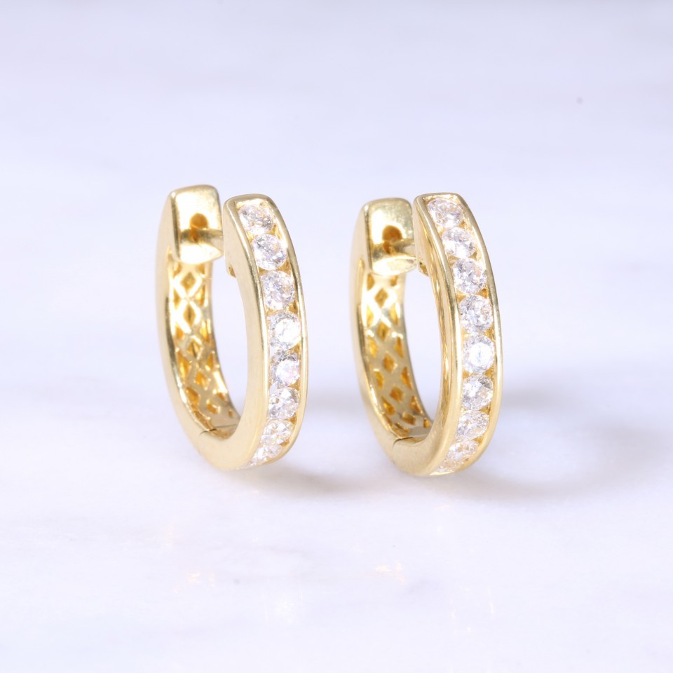 Diamond Channel Set Huggie Hoop earrings 