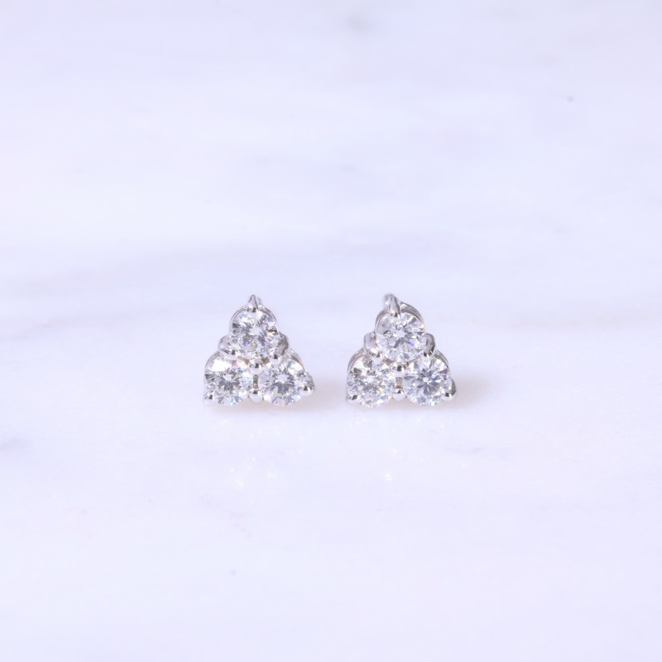 Trefoil Diamond Ear Studs