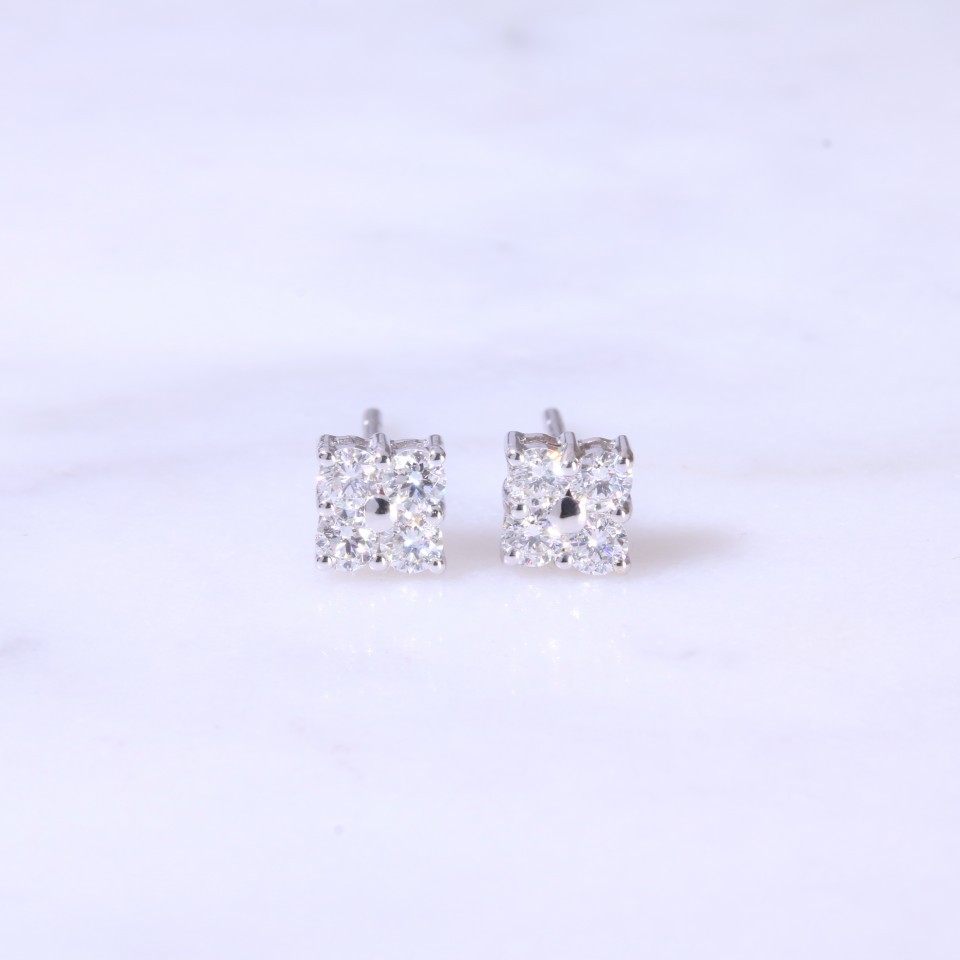 Round brilliant diamond Square Earrings
