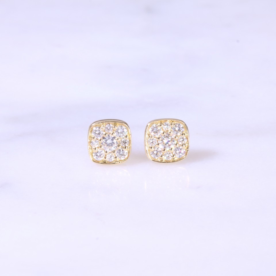 Cushion Button Diamond Earrings