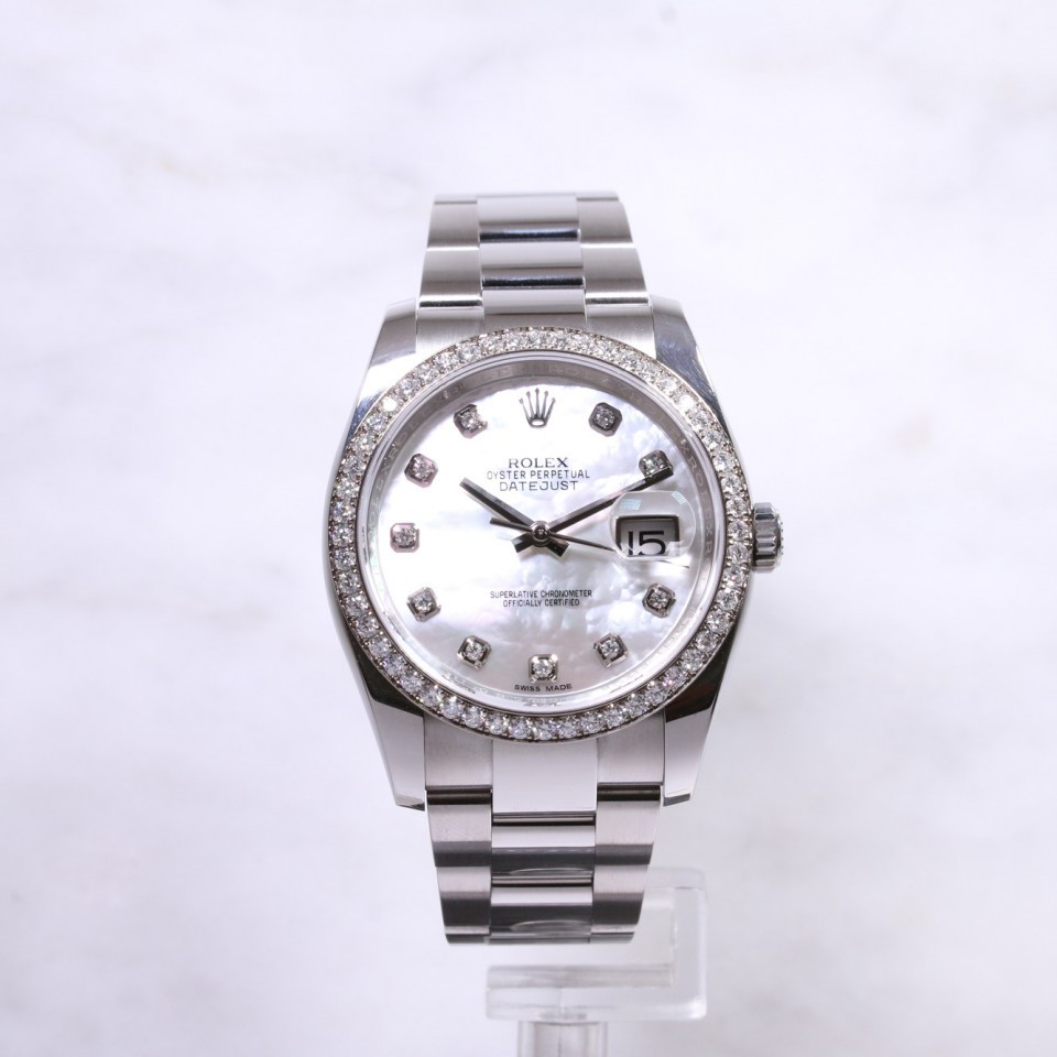 rolex mother of pearl diamond dial datejust