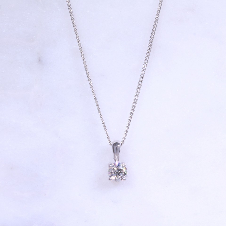 Round Brilliant Diamond Solitaire Necklace 0.40ct