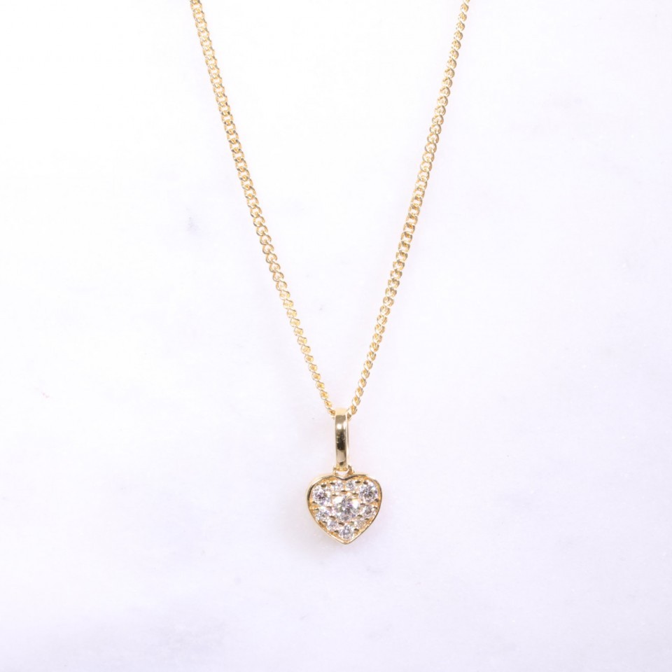 Yellow Gold Diamond Heart Necklace