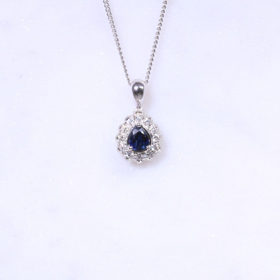 Sapphire & Diamond Pear Pendant