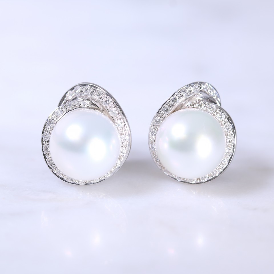 Southsea Pearl & Diamond Earrings