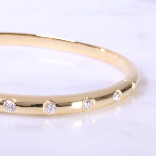 Yellow Gold Diamond Dot Bangle 5mm