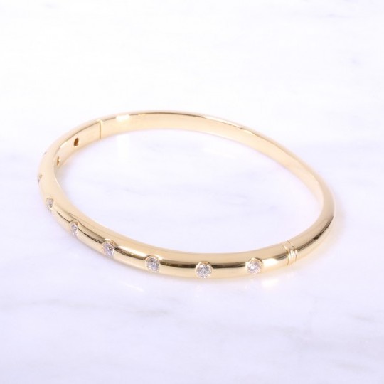 Yellow Gold Diamond Dot Bangle 5mm