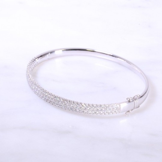 White Gold 3 Row Diamond Bangle