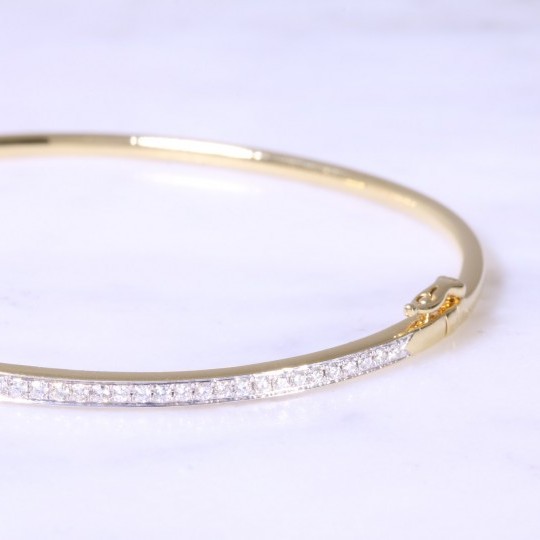 Fine Diamond Grain Set Bangle Yellow Gold