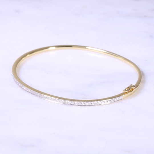 Fine Diamond Grain Set Bangle Yellow Gold