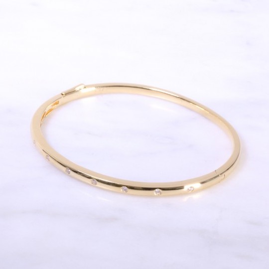 Yellow Gold Diamond Dot Bangle 3mm