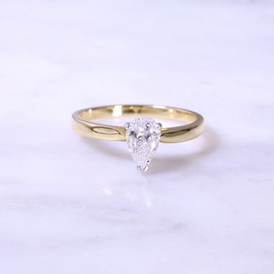 Pear Shape Solitaire Engagement Ring 0.62ct