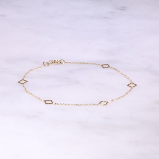 Yellow Gold Fine Diamond Shaped Bracelet