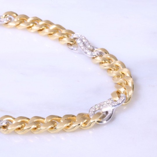 Curb & Diamonds Interlink Bracelet