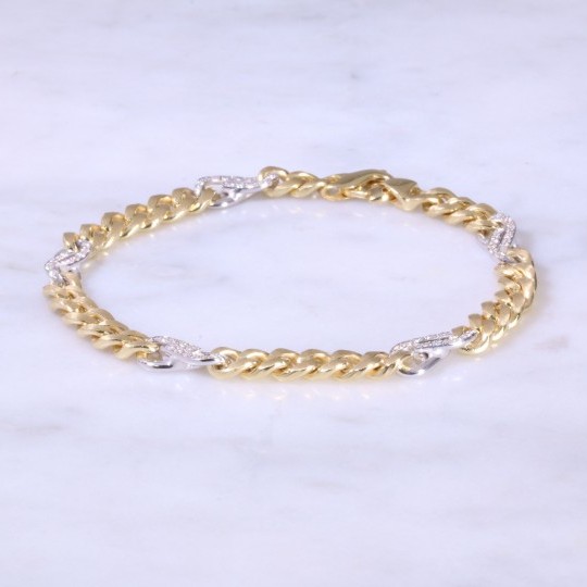 Curb & Diamonds Interlink Bracelet