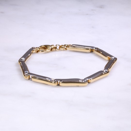 Mixed Gold Heavy Bar Link Bracelet