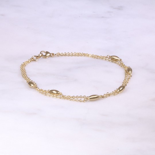 Yellow Gold 2 Row Bead Bracelet