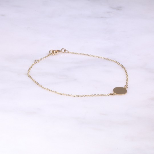 Yellow Gold Fine Bracelet With Plain Disc