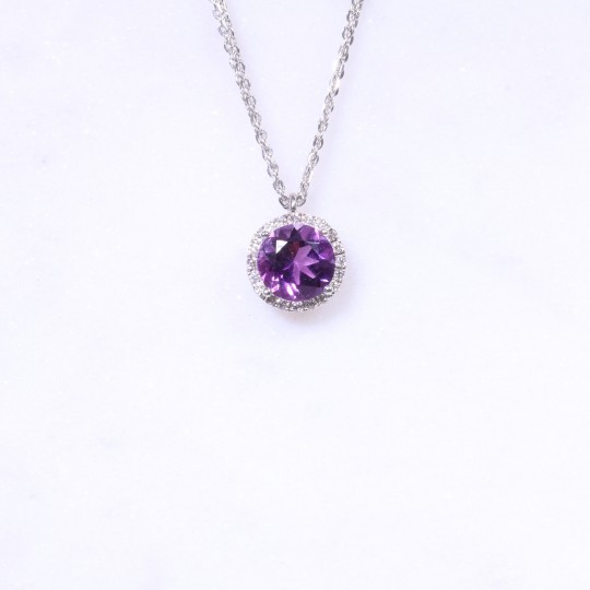 Amethyst Halo Pendant