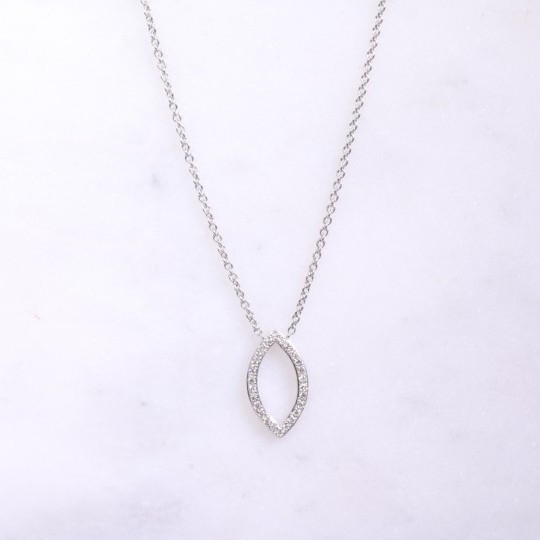 White Gold Diamond Marquise Necklace