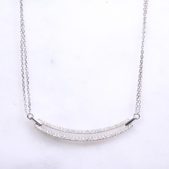 Diamond Set Double Bar Necklace