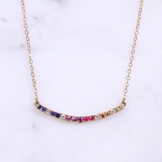 Multicoloured Gem Bar Necklace