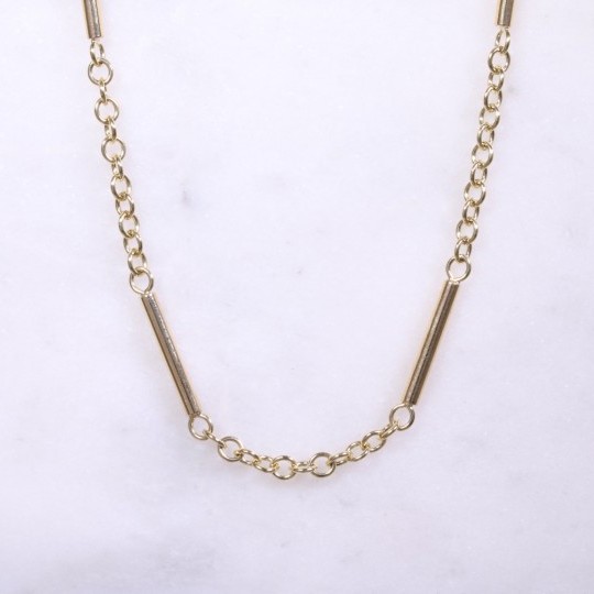 Yellow Gold Bar & Chain Necklace