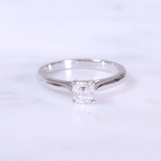 Asscher Cut Diamond Solitaire Engagement Ring 0.53ct