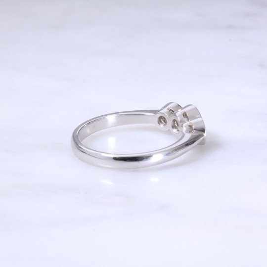 Lanes Round Brilliant Diamond  Rub-Over Set 3  Stone Ring