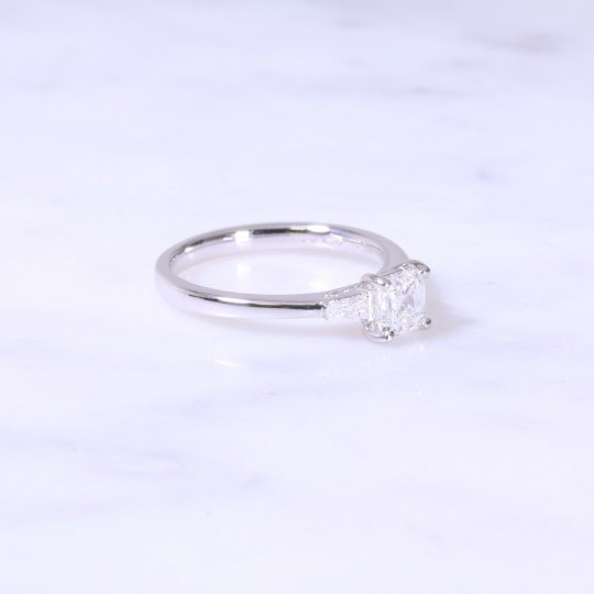 Asscher Cut Diamond Engagement Ring With Tapered Baguettes