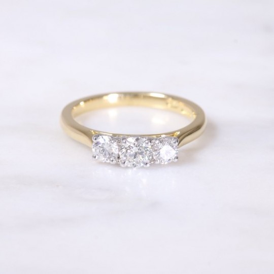 Round Brilliant Diamond 3 Stone Ring 0.76ct