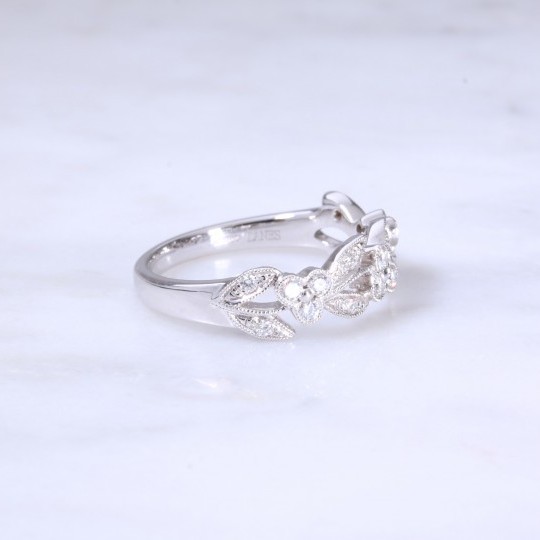 Floral Diamond Set Leaf Ring