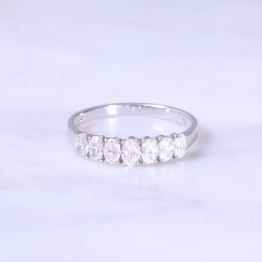 Claw Set 7 Stone Oval Diamond Half Eternity Ring