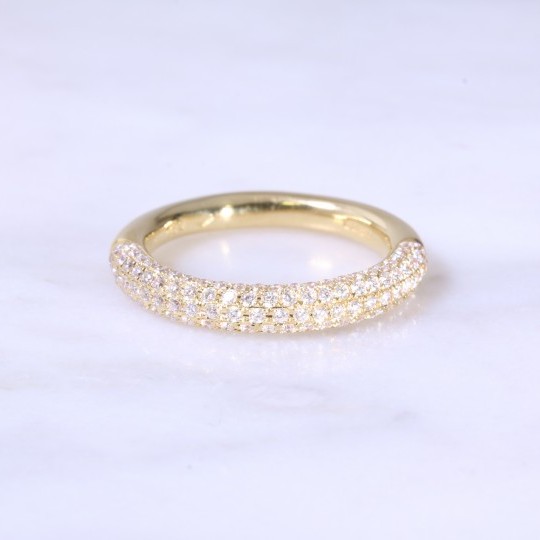 Pavé Set Rounded Half Eternity Ring