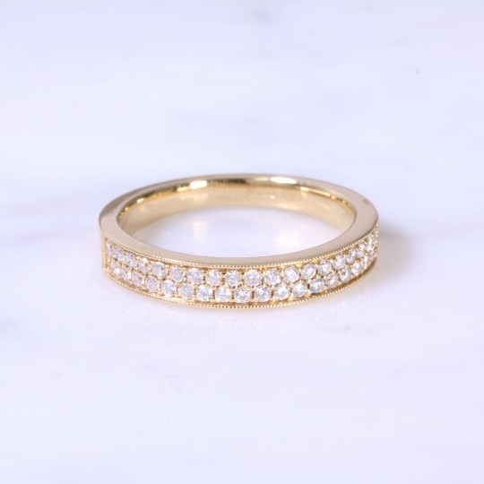 Round brilliant diamond 2 row 1/2 eternity ring 0.36ct