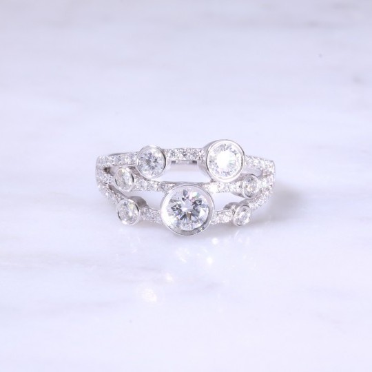 3 Row Multi Diamond Dot Ring