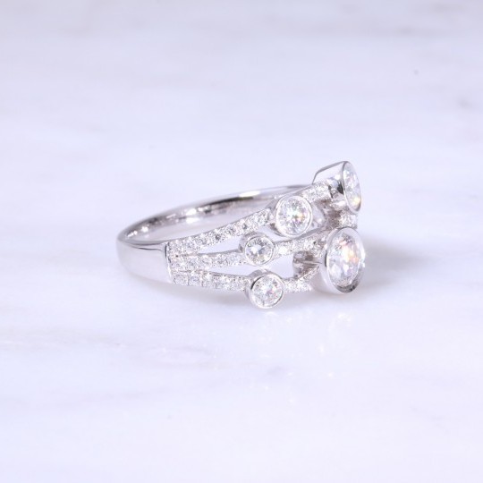 3 Row Multi Diamond Dot Ring