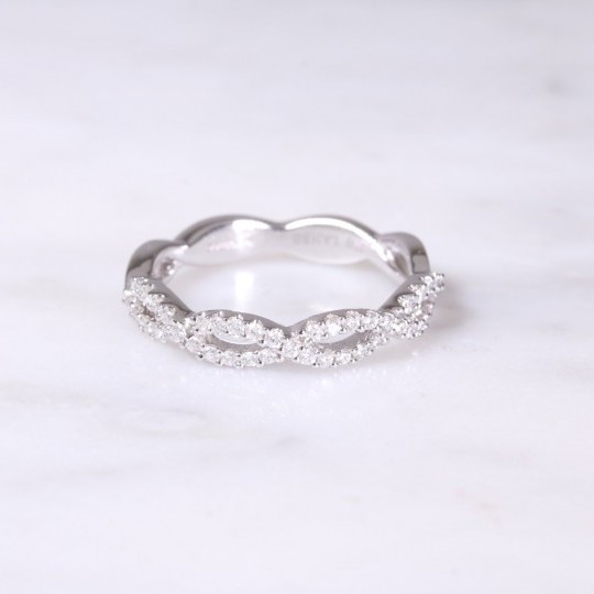 White Gold Diamond Twist Half Eternity Ring 