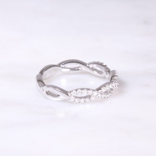 White Gold Diamond Twist Half Eternity Ring 