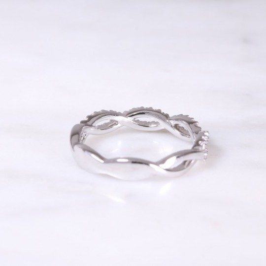 White Gold Diamond Twist Half Eternity Ring 