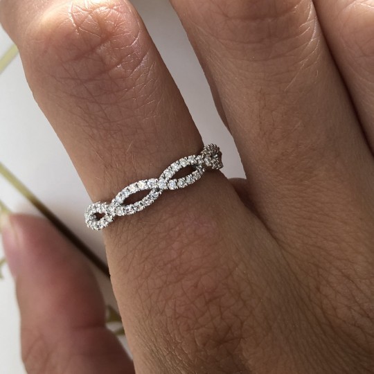 White Gold Diamond Twist Half Eternity Ring 