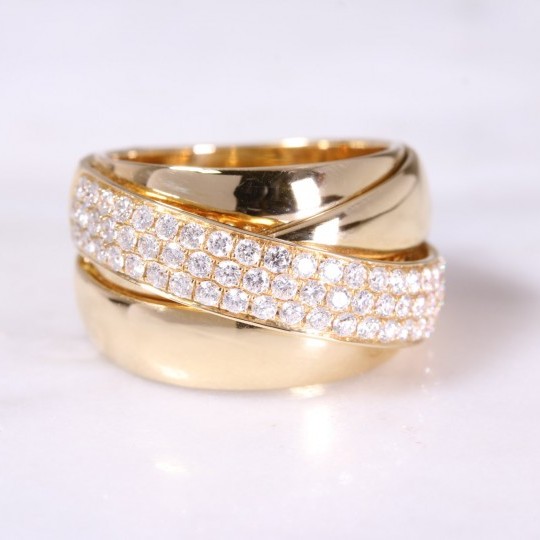 Wide Pave Set Diamond Ring