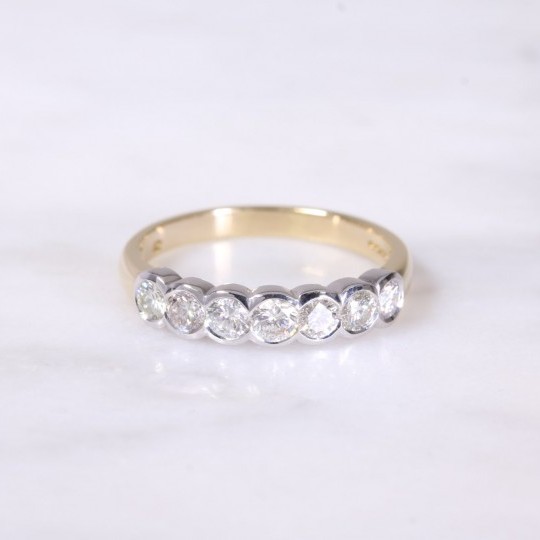 Round Brilliant Diamond 7 Stone Bezel Set Ring 0.70ct