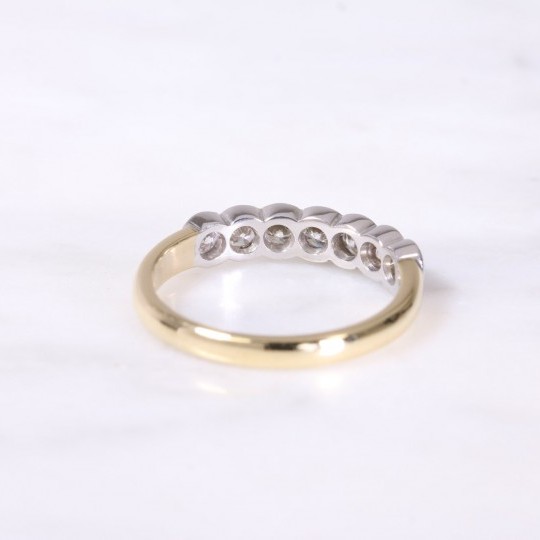 Round Brilliant Diamond 7 Stone Bezel Set Ring 0.70ct